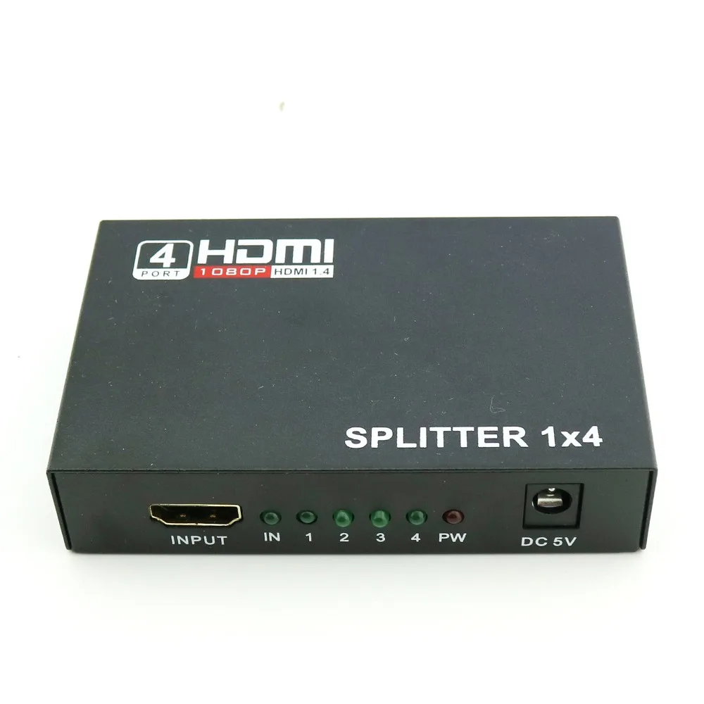 1x Full HD усилитель разветвитель HDMI 1x4 4 порта концентратор повторитель аудио 3D 1080p 1 в