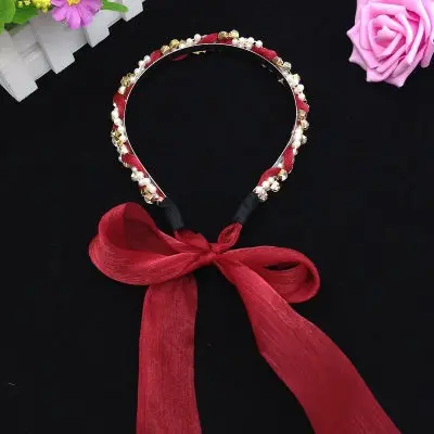 pearl red Винтажная лента Ruoshui, ободок для волос для женщин и девочек, повязка на голову с жемчугом, женские аксессуары для волос, модный обруч для волос, стильный головной убор - Цвет: pearl red