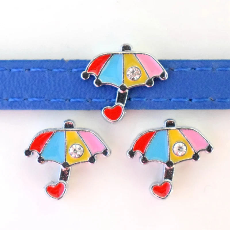 

Colorful Crystal Heart Umbrella Adiposa Slide Charms Flat Beads DIY Jewelry Accessories For Handmade Bracelets Keychains