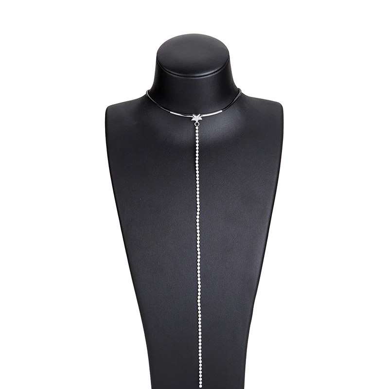 Manerson Fashion Simply Pendant Necklace Statement Leather Chain Zinc Alloy Drop Wool Sweater Accessories for women Necklaces | Украшения и