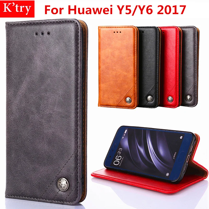 Чехол для huawei Y5 2017 чехол s Coque Роскошный кожаный чехол-книжка в стиле ретро Y6