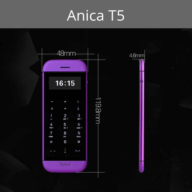 Anica T5 MP3 FM двойной сим-карты набиратель номера через Bluetooth OLED дисплей сенсорная