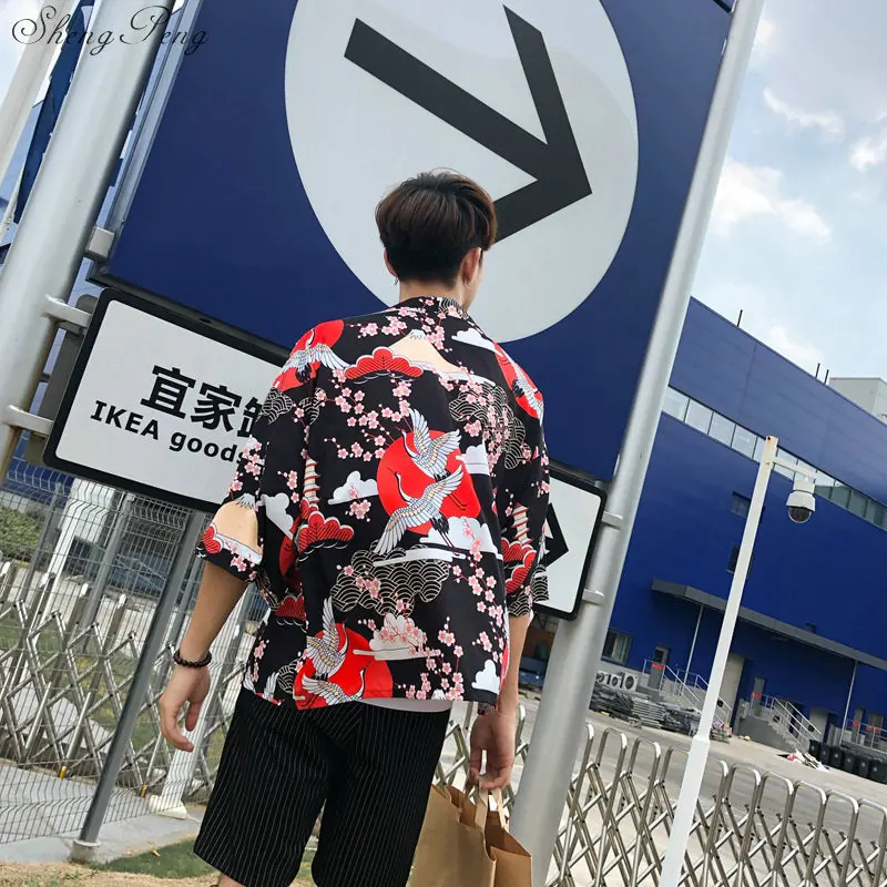 Японское кимоно мужской кардиган рубашка блузка yukata мужская одежда haori obi