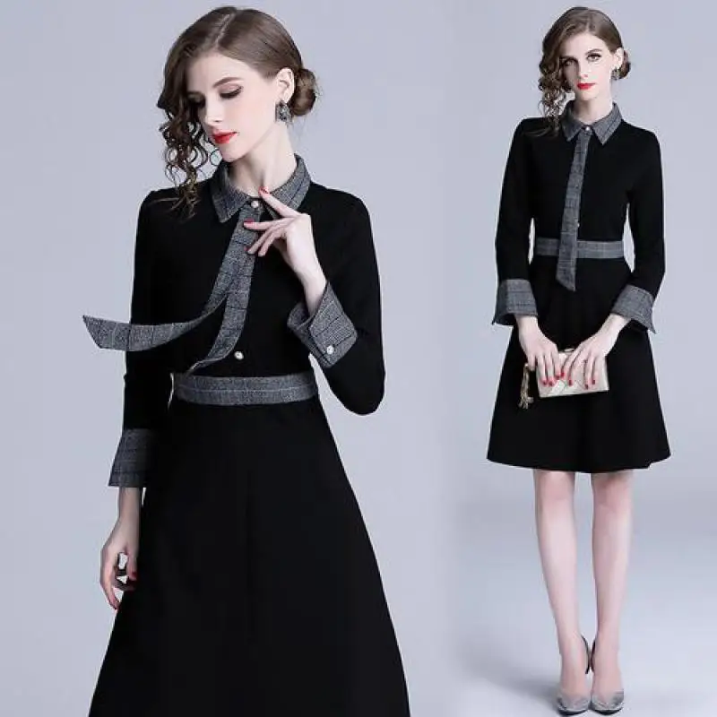 Женское винтажное Деловое платье черное элегантное облегающее трапеция с