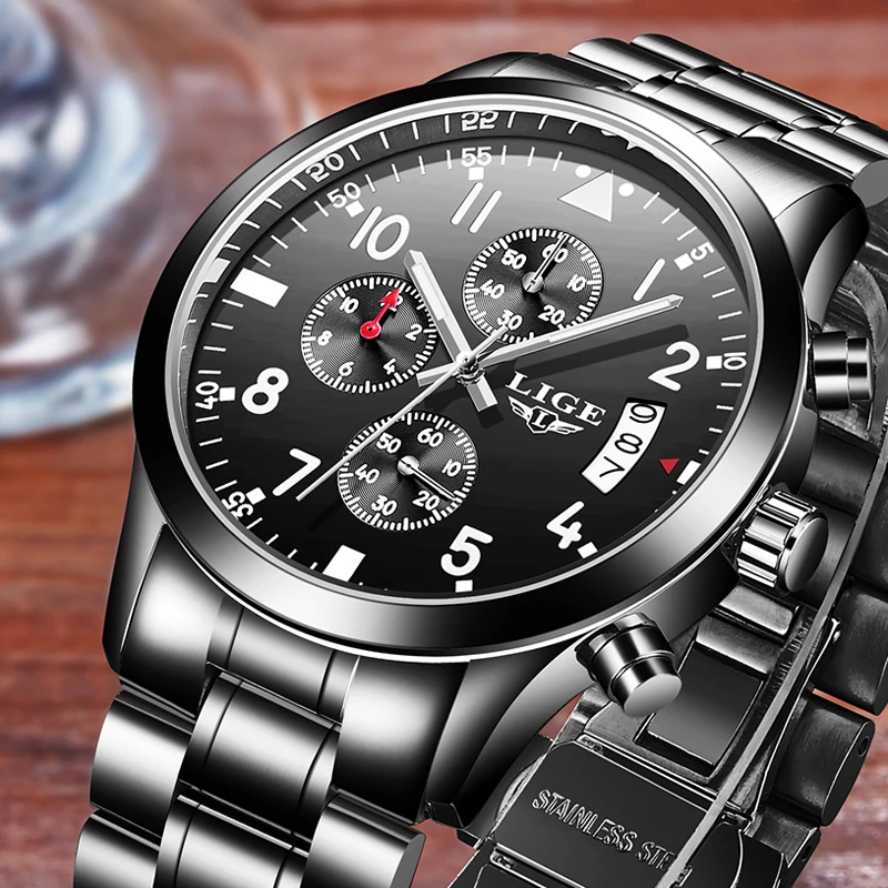 Relojes hombres LIGE мужские часы Топ Роскошные брендовые модные спортивные кварцевые