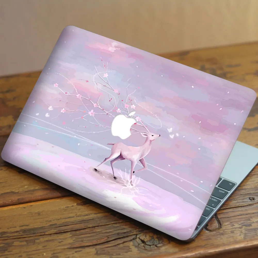 Виниловая наклейка с розовым оленем для DIY MacBook Air Pro retina 11, 13, 15 дюймов, наклейка для ноутбука Mac, полностью покрывающая кожу, наклейка