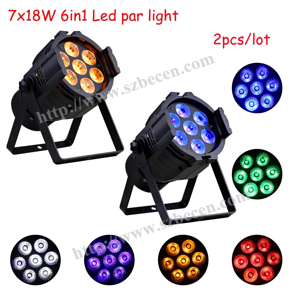 Фото BECEN 2 шт./лот LED Par Can 6в1 7x18 Вт RGBWA УФ-свет для дискотеки событий Освещение BECEN 2 шт./лот LED Par Can 6в1 7x18 Вт RGBWA УФ-свет для дискотеки событий Освещение