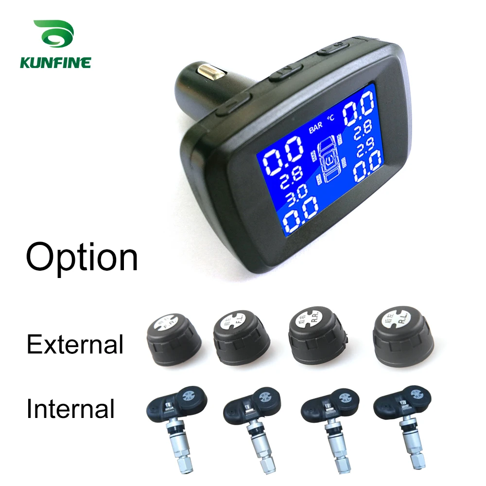 

Smart Car TPMS Tyre Pressure Monitoring System Cigarette Lighter Auto Security Alarm Systems Digital LCD Display With 4 Sensors