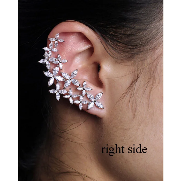 Женские ассиметричные серьги-манжеты с кубическим цирконием высококачественные