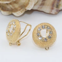 free shipping 19mm gold color crystal inlay stud earrings for women elegant weddings party gifts charms 1 pair jewelry b2829