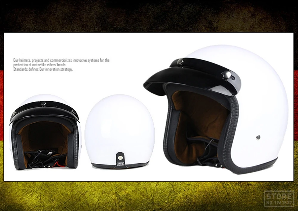 Мотоциклетный шлем Ретро Винтаж Синтетическая кожа Casco Moto Cruiser Chopper скутер Кафе Racer 3/4 открытый шлем DOT