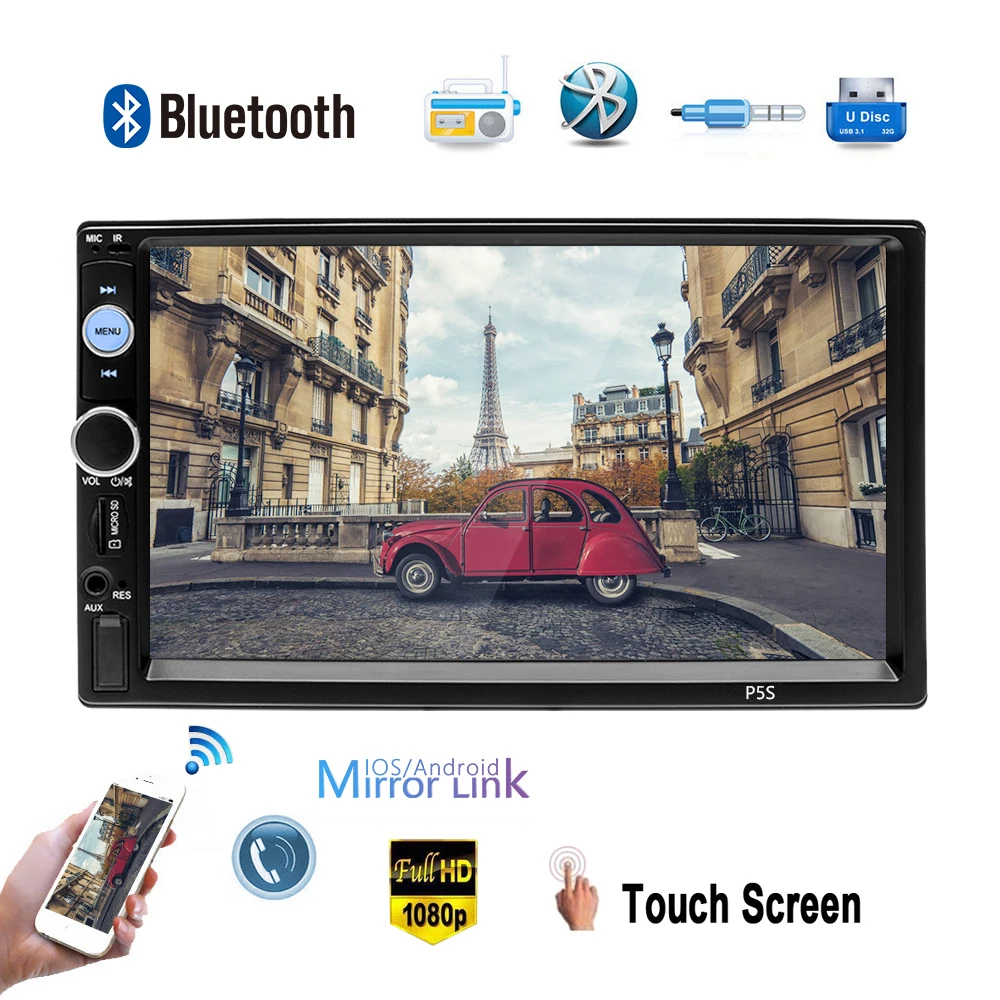 AMPrime Автомагнитола 2 Din автомагнитола автомобильный стерео Мультимедийный MP5