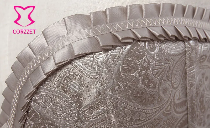 Paisley Pattern Overbust Corsets and Bustiers Sexy Korsett For Women Corselet Pleated Trim Gothic Corset Top With G-string | Женская