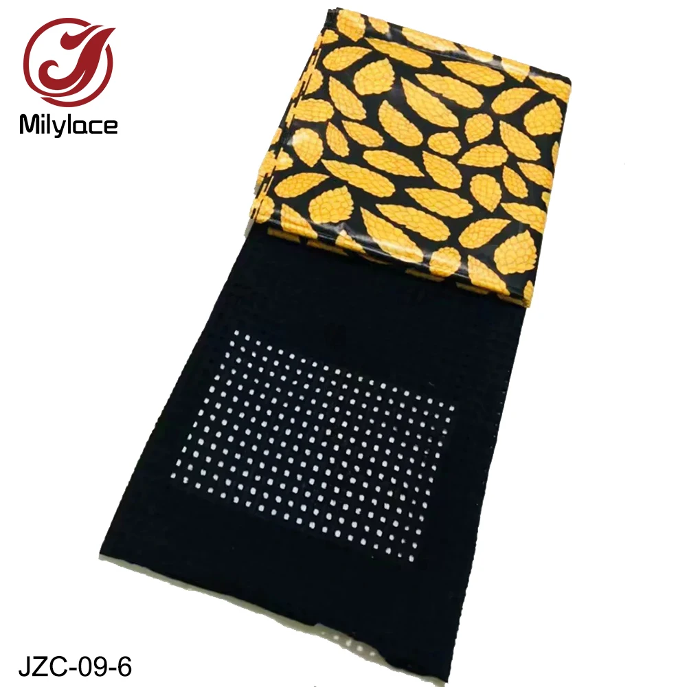 

Comfortable Pure Cotton Bazan 2.5 Yards + 2.5 Yards Dry Cotton Lace Fabric for One Set Daily /church/wedding Clothing JZC-09