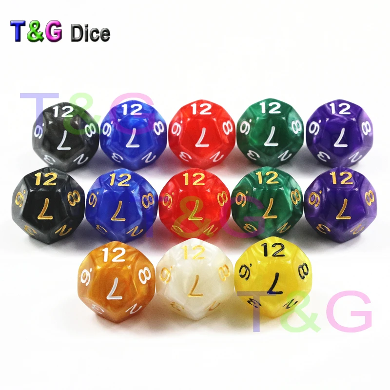 T & G D12 игральные кости для D Rpg 12 сторонних игр с гладкой поверхностью разноцветный