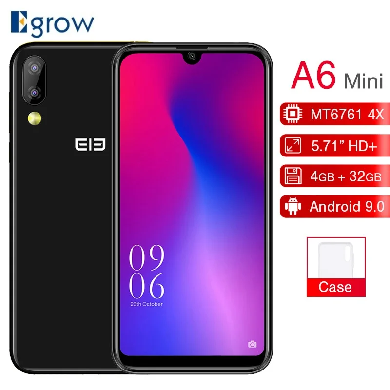 Elephone A6 Mini 4 Гб 64 четырехъядерный Android 9 0 мобильный телефон MT6761 5 71 дюймов HD + 3180 мАч 4G