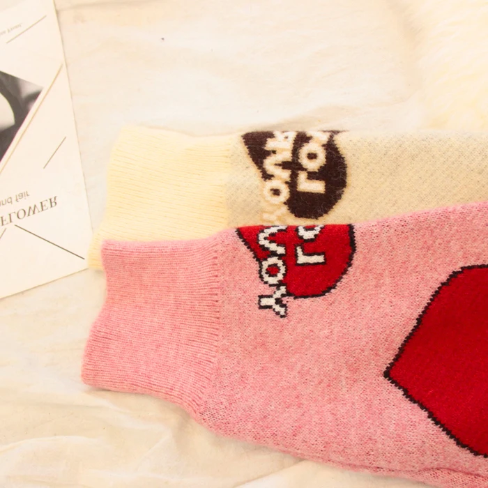 Harajuku sweater women Sweet heart love contrast color block letters autumn winter multicolored pink knit warm pullovers DY343 | Женская