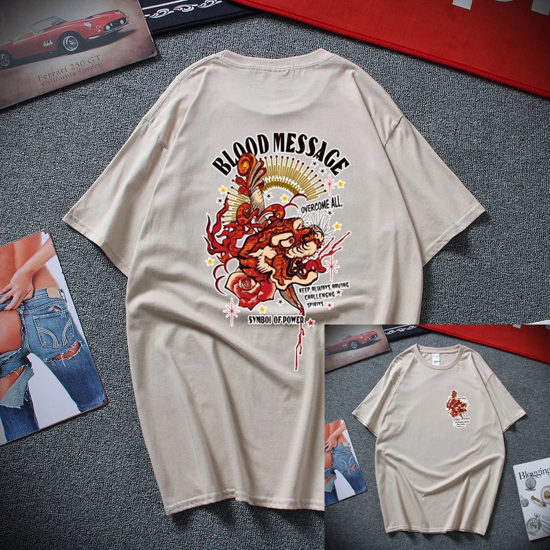 

2019 new Japanese skateboard style print T-shirt O neck men and women cotton short-sleeved T-shirt Harajuku hip-hop