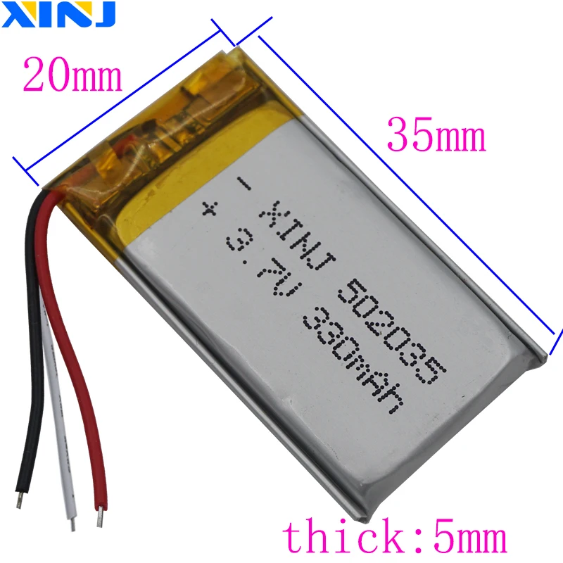 XINJ 3 7 V 330mAh провода термистора полимерная литиевая батарея 502035 для MP3 MP4 камеры