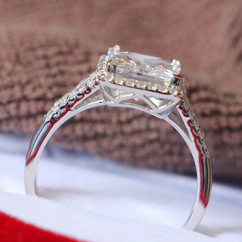 Принцесса любовь 2Ct Cut G H синтетические бриллианты женское кольцо из