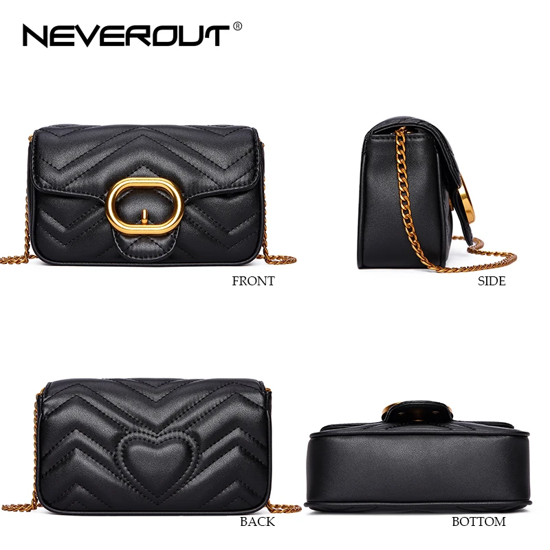 Женские мини сумки NEVEROUT стеганые на плечо из сплит кожи маленькая сумка через