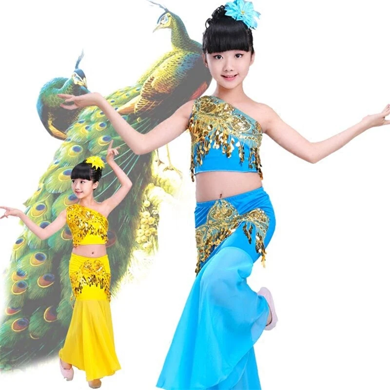 Детский танцевальный костюм дай танцевальные костюмы павлина детская юбка