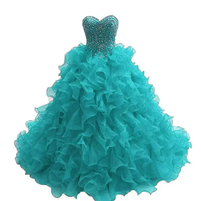 Turquoise ANGELSBRIDEP очаровательные пышные платья для 16 лет с хрустальными бусинами органза бальное платье vestidos De Anos Формальное вечернее платье - Цвет: Turquoise