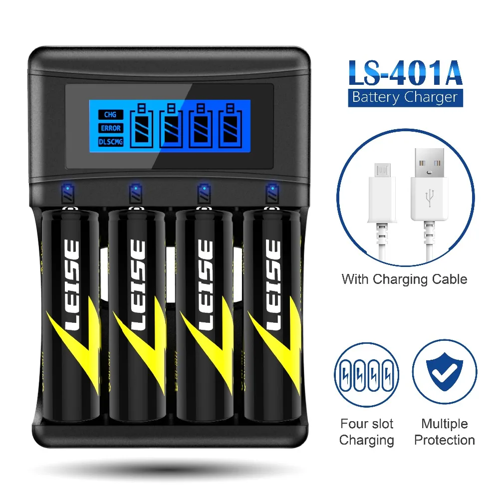 Leise зарядное устройство для аккумуляторов AA AAA 2a 3a nimh ЖК-дисплей USB кабель интеллектуальное отключение Быстрая зарядка