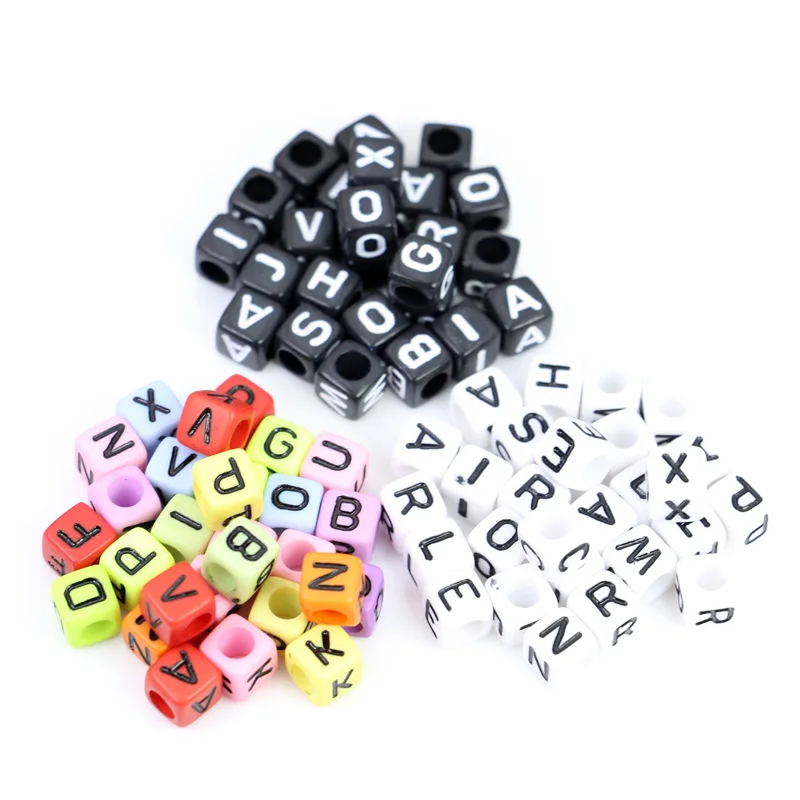 

Mixed Color Acrylic Alphabet Beads Fit European Charms Bracelet Pendants For Jewelry Accessories Findings Handmade 100pcs/lot