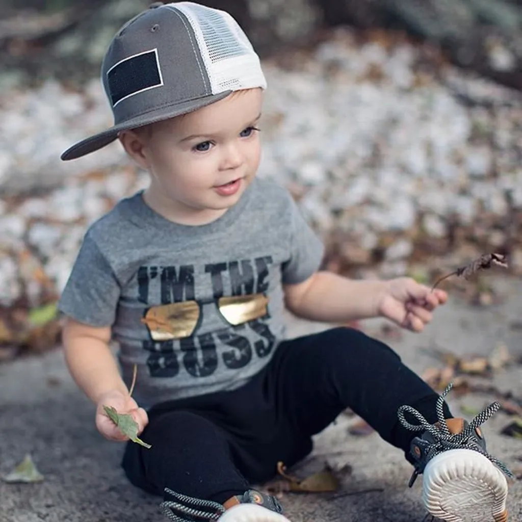 Детские топы с короткими рукавами и буквенным принтом для маленьких мальчиков