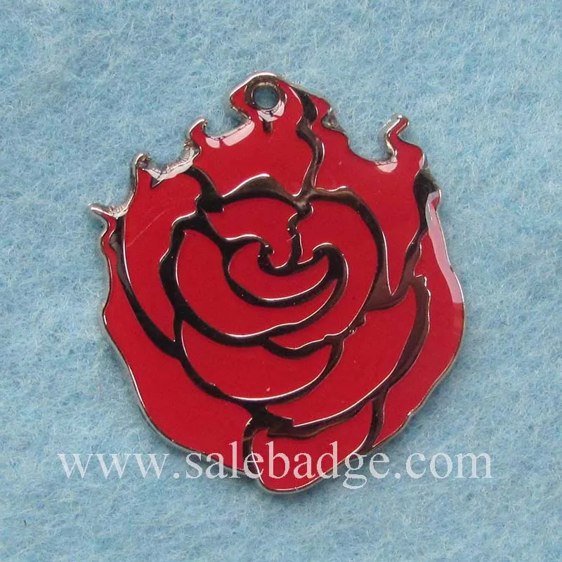 Изготовленный На Заказ Блестящий красный цветок высечки мягкие эмалированные