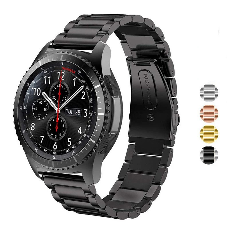 Ремешок из нержавеющей стали для Samsung Gear S3 Classic Frontier черный/серебристый браслет