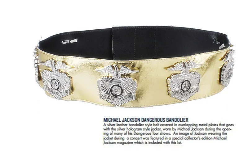 Limited Edition MJ Collection 1:1 Gold Faux Leather Belt With ALLOY Eagle Badge 100CM