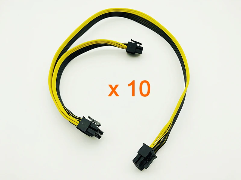 Модульный блок питания 18AWG 50 + 20 см 10 шт. кабель с 6 контактами на 2 для видеокарты от