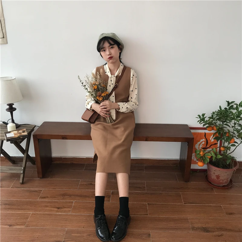 2019 женские повседневные платья Ulzzang японский каваи леди квадратный воротник
