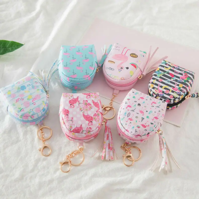 

Cute Women Girl Coin Purse Mini Flamingo PU Zipper Wallet Key Holder Pouch kid