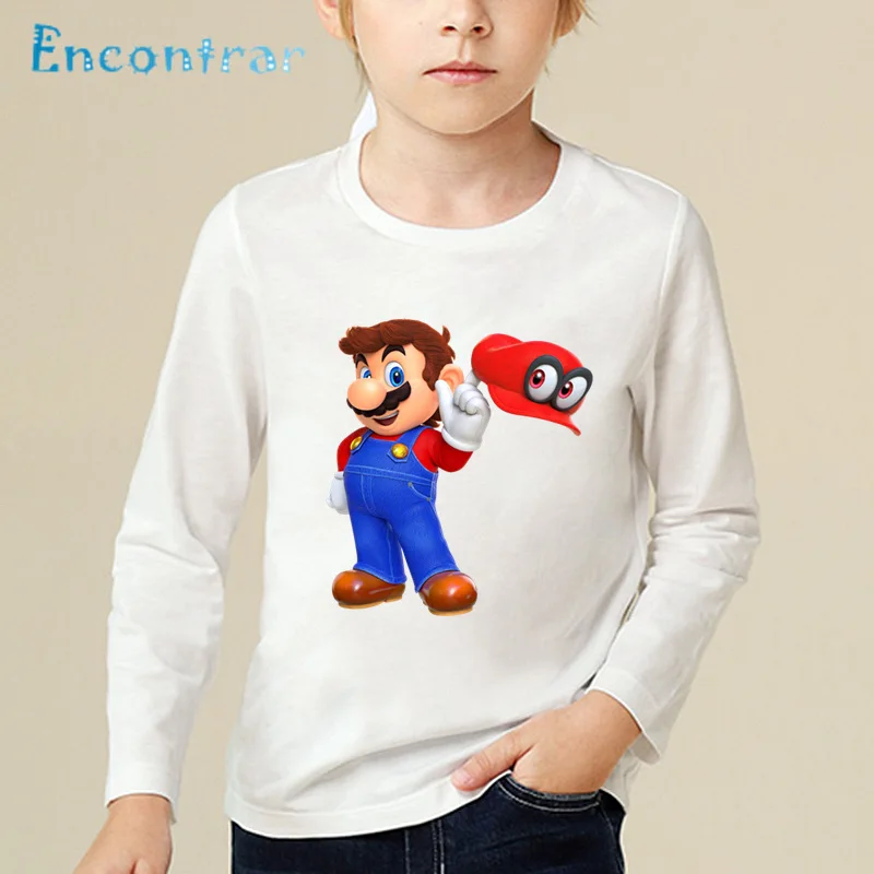 Children Dabbing Super Mario Cartoon Print Funny T shirt Kids Long Sleeve T-shirt Baby Boys/Girls Cute Clothes LKP5141 | Мать и ребенок
