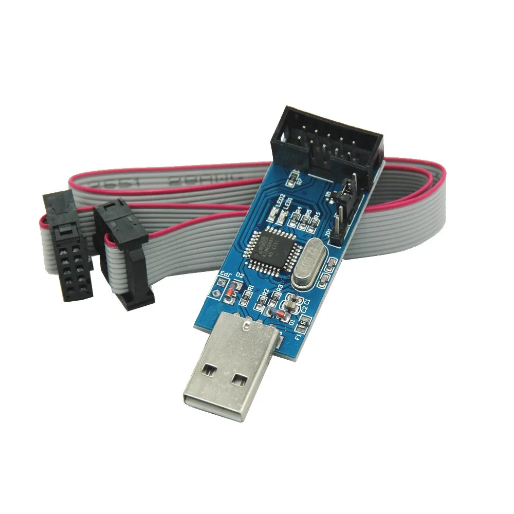 

USB-программатор USBASP USBISP AVR, 3,3 В/5 В, USB ATMEGA8 ATMEGA128 ASP ISP ATtiny/CAN/PWM + 10-контактный провод, 1 комплект