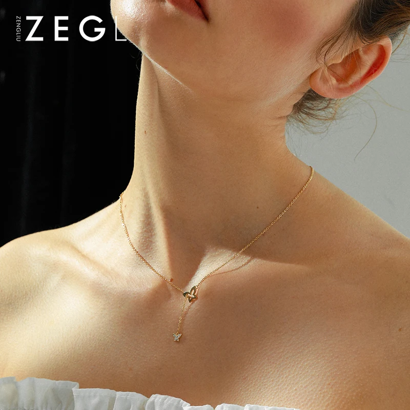 ZEGL small fresh butterfly necklace female clavicle chain simple student Sen Department girlfriends net red | Украшения и