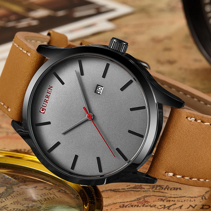 CURREN лучший бренд Роскошные Кварцевые часы мужские деловые повседневные Черные
