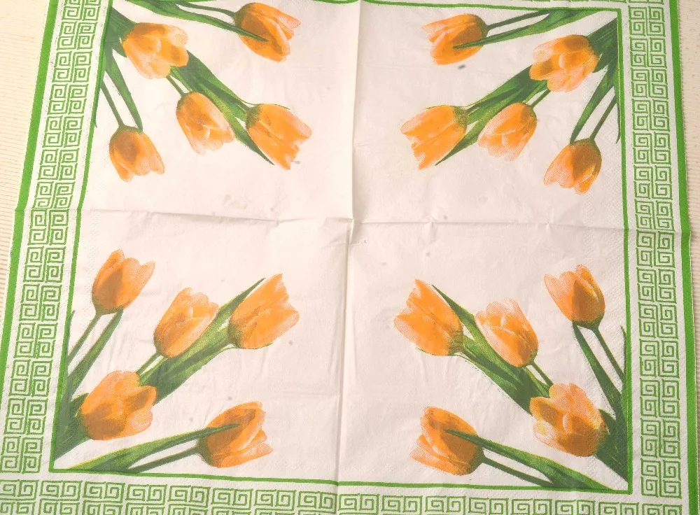 Новинка бумажные салфетки желтые лилии зеленый платок декупаж поделки Свадебный