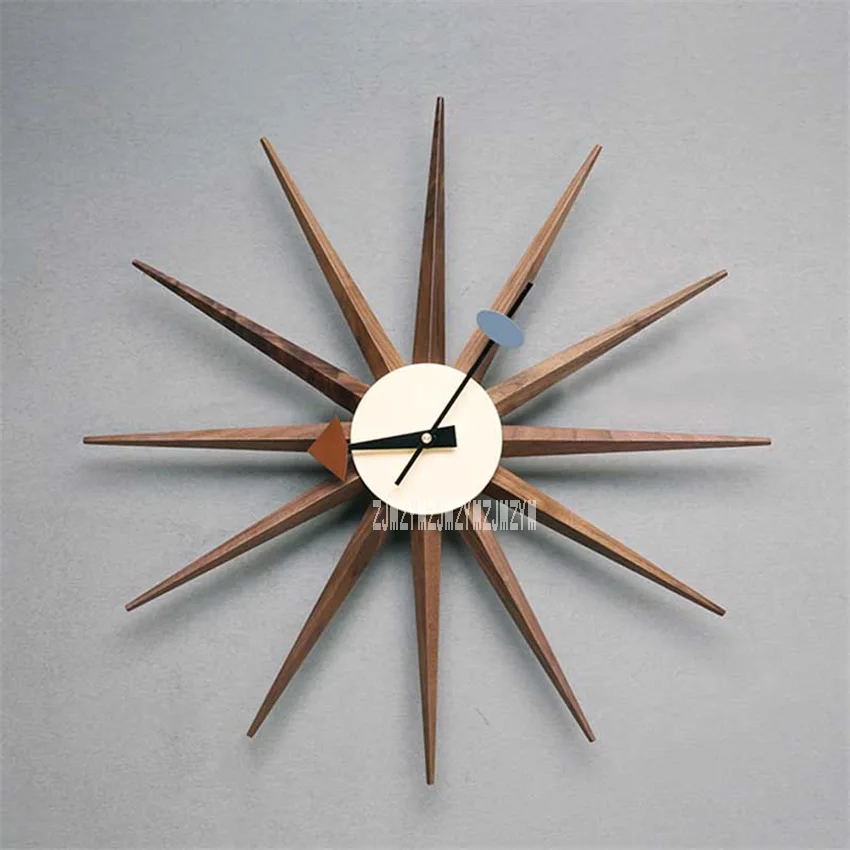 

New Creative Home Decoration Clock Modern Nordic Minimalist Living Room Bedroom Silent Electronic Walnut Wall Clock (W48*H48cm)