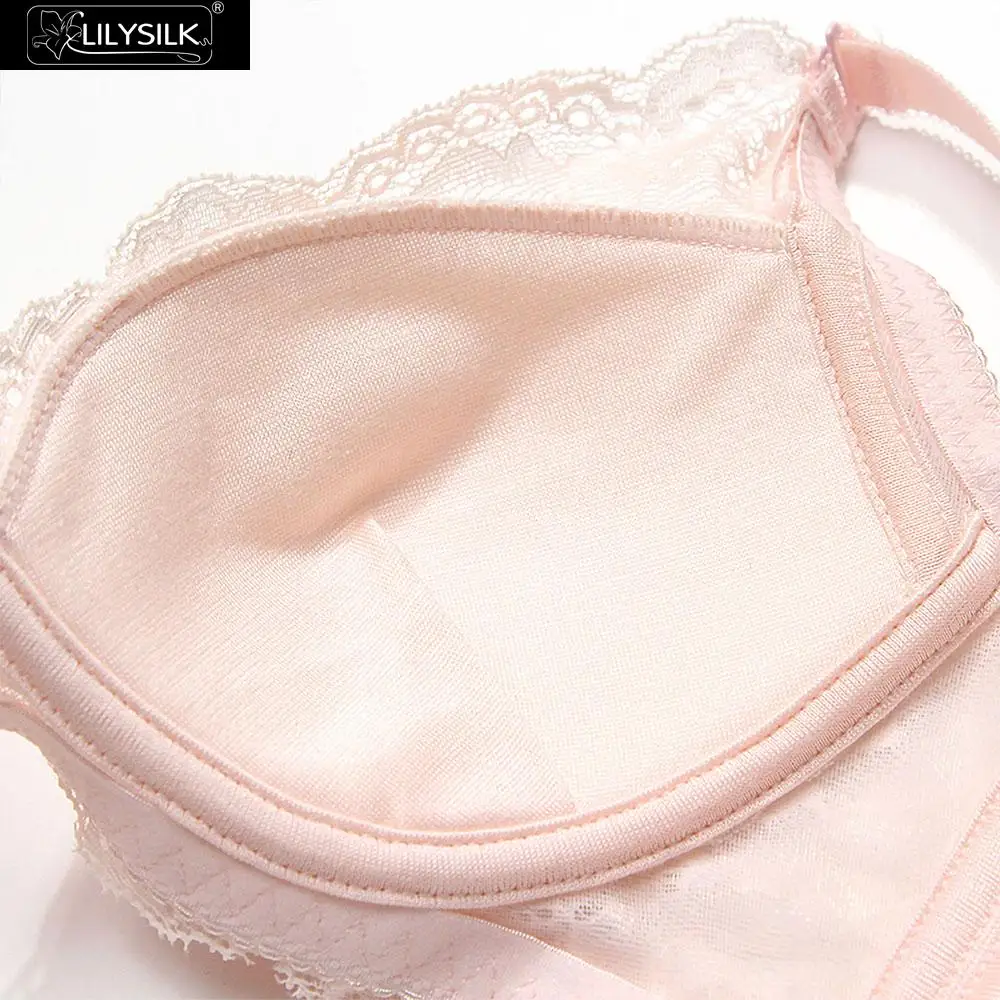 LilySilk Шелковое кружево Bralette сексуальное беспроводное бесплатная
