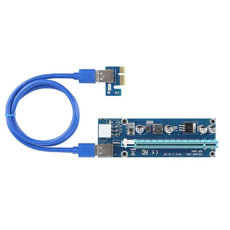 VER008C Molex 6 pin PCIE PCI-E Express 1X до 16X расширитель переходных карт 60 см USB3.0 кабель Mining Bitcoin