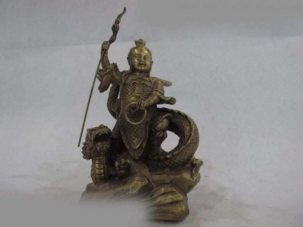 Китайский классический миф чистая латунь медь нежа nataku воин поездка дракон