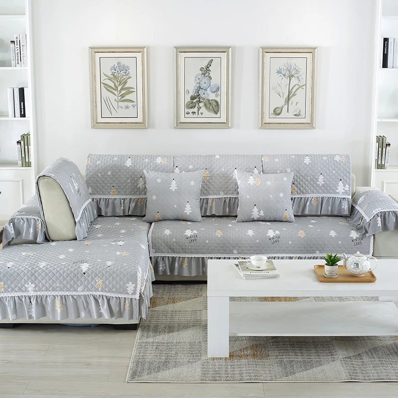 Мода пастырской стиль хлопок плед диванную l образный диван крышка скольжению