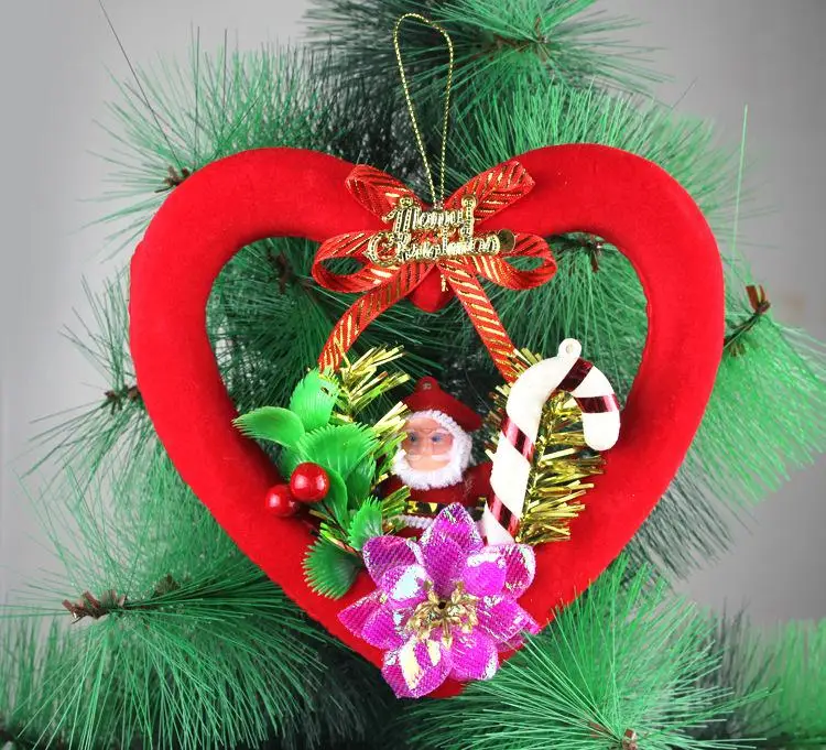 Сердце Форма Рождество венок двери цветочный для рождественской вечеринки