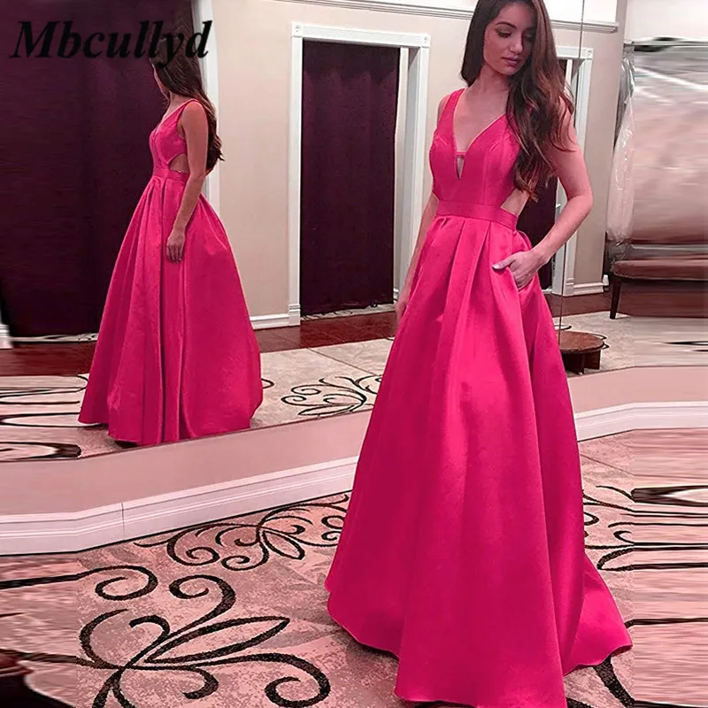 Mbcullyd Purple Long Bridesmaid Dresses 2019 Sexy V-neck Women Wedding Party Dress With Pockets Robe De Soiree Custom Made | Свадьбы и