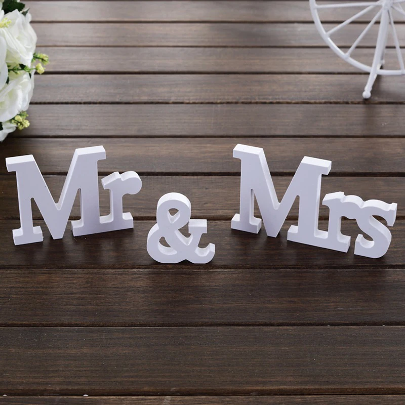 Деревянные буквы орнамент Mr & Mrs подарок на день рождения свадебный стол
