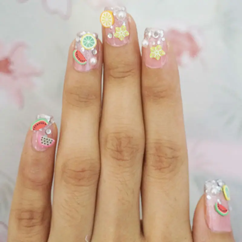 Идеальный летний дизайн ногтей украшения фрукты цветок Ломтики 3D Полимерная